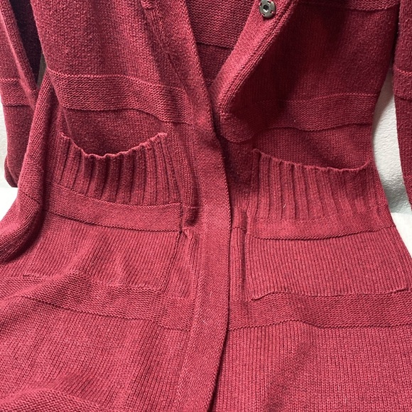 Horny Toad maroon knit button up cardigan size medium - Picture 3 of 6